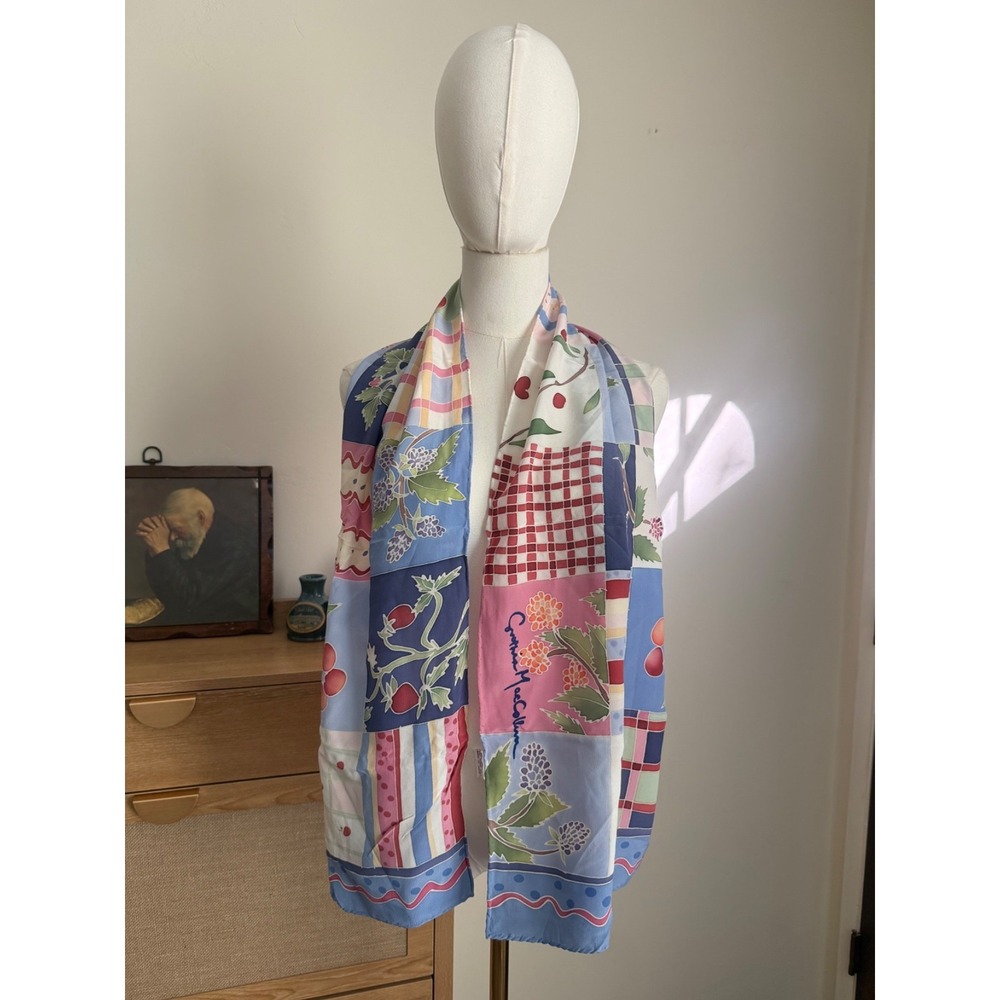 Cynthia Maccollum Patchwork Picnic Silk Scarf | 58"L 14"W
